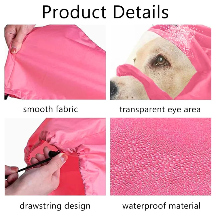 Gorra de ducha para mascotas de tela Oxford con protección para orejas y ojos - Rosa