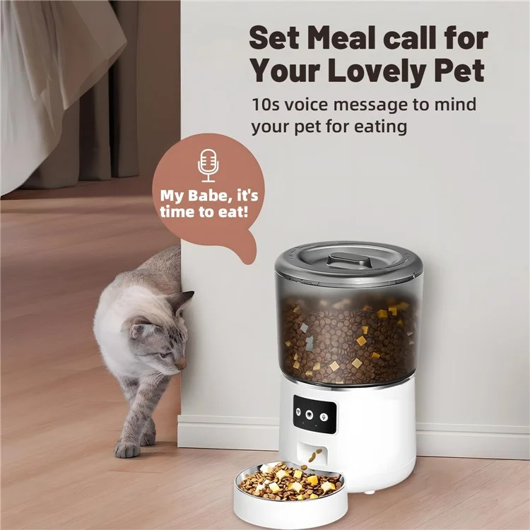 Alimentador Automático Inteligente WiFi de 4L com Controle Remoto por Aplicativo para Gatos e Cães - Plugue EU / Branco