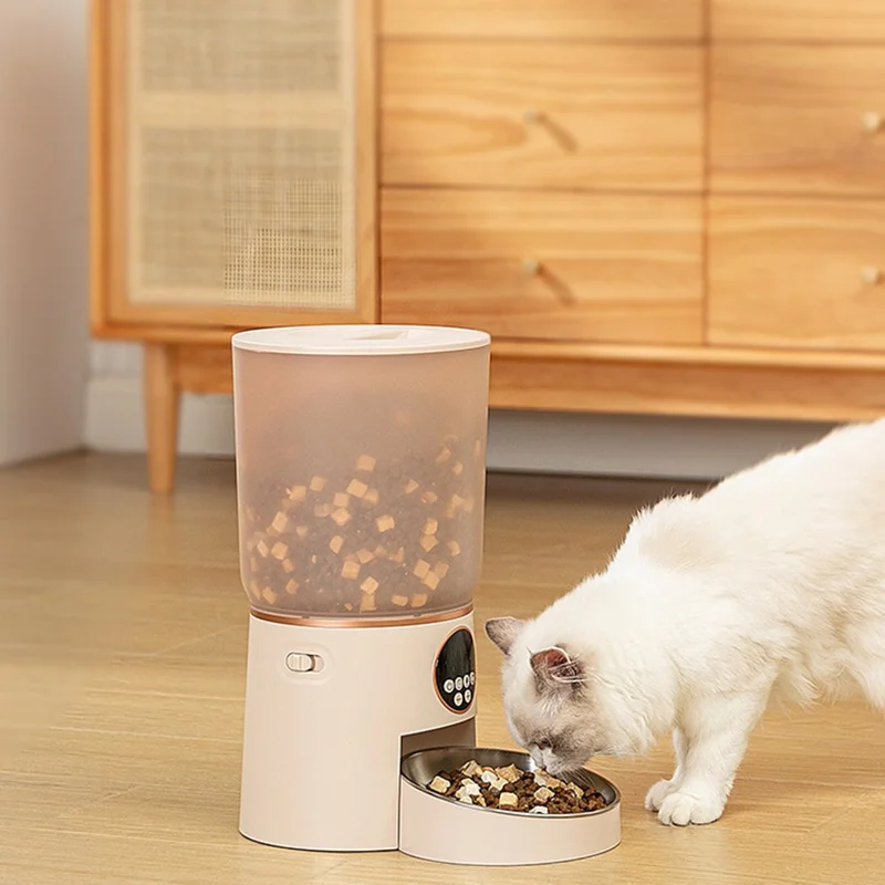 4,2-Liter-Smart-Automatikfutterautomat für Katzen und Hunde mit zeitgesteuerter Portionskontrolle (BPA-frei, ohne FDA) - Kaffee