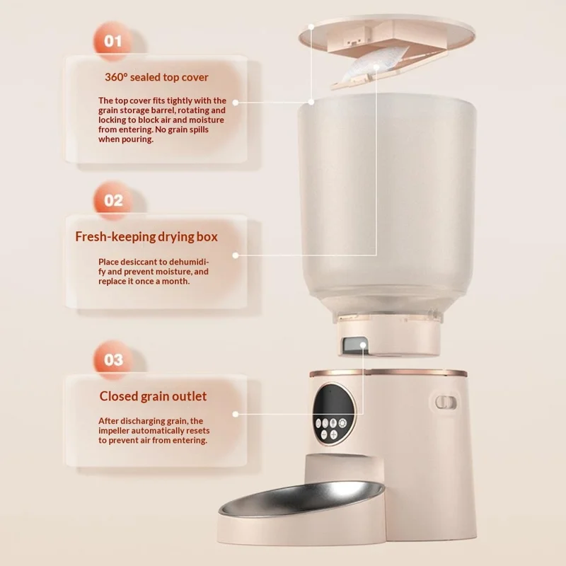 4,2-Liter-Smart-Automatikfutterautomat für Katzen und Hunde mit zeitgesteuerter Portionskontrolle (BPA-frei, ohne FDA) - Kaffee