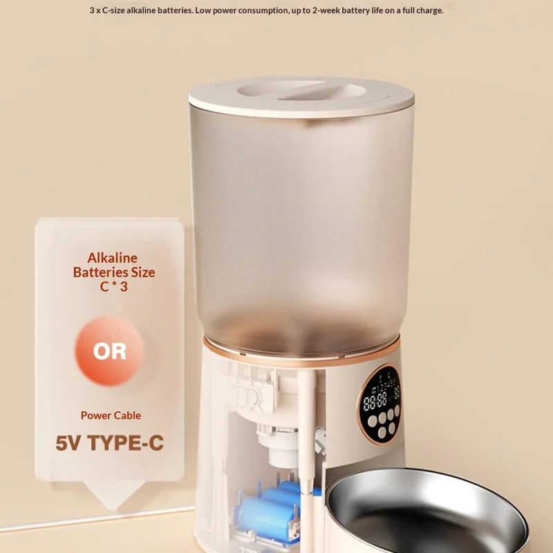 4,2-Liter-Smart-Automatikfutterautomat für Katzen und Hunde mit zeitgesteuerter Portionskontrolle (BPA-frei, ohne FDA) - Kaffee