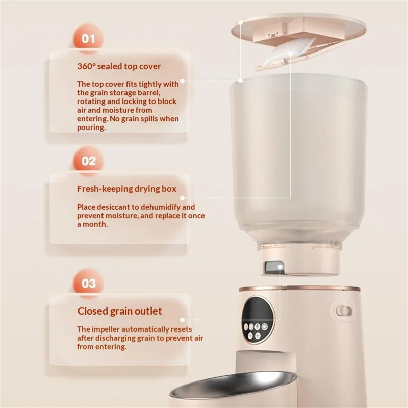 4,2-Liter-Smart-Automatikfutterautomat für Katzen und Hunde mit zeitgesteuerter Portionskontrolle (BPA-frei, ohne FDA) - Kaffee