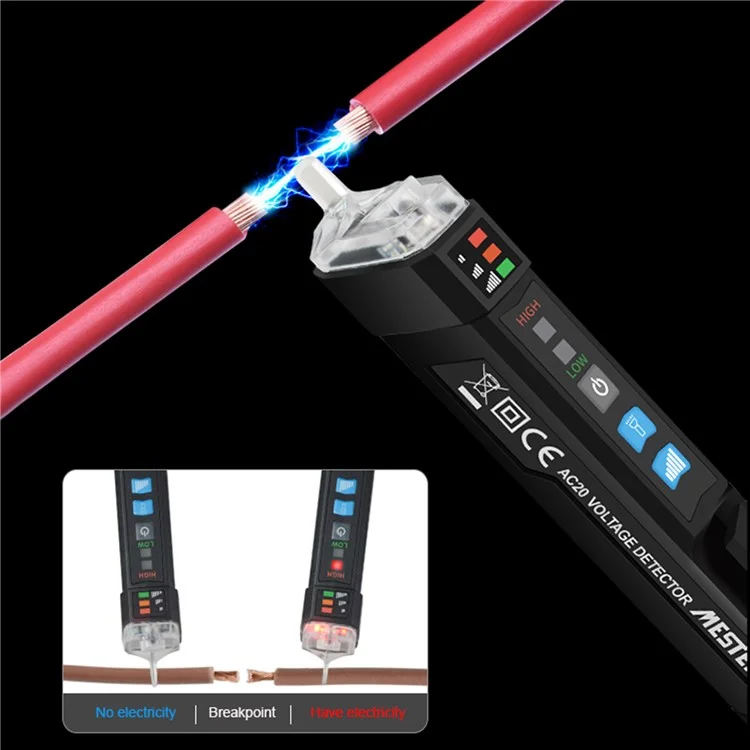 MESTEK AC20 12-1000V Smart Non-Contact Electric Test Pencil AC Voltage Alarm Smart Detector Tester Pen