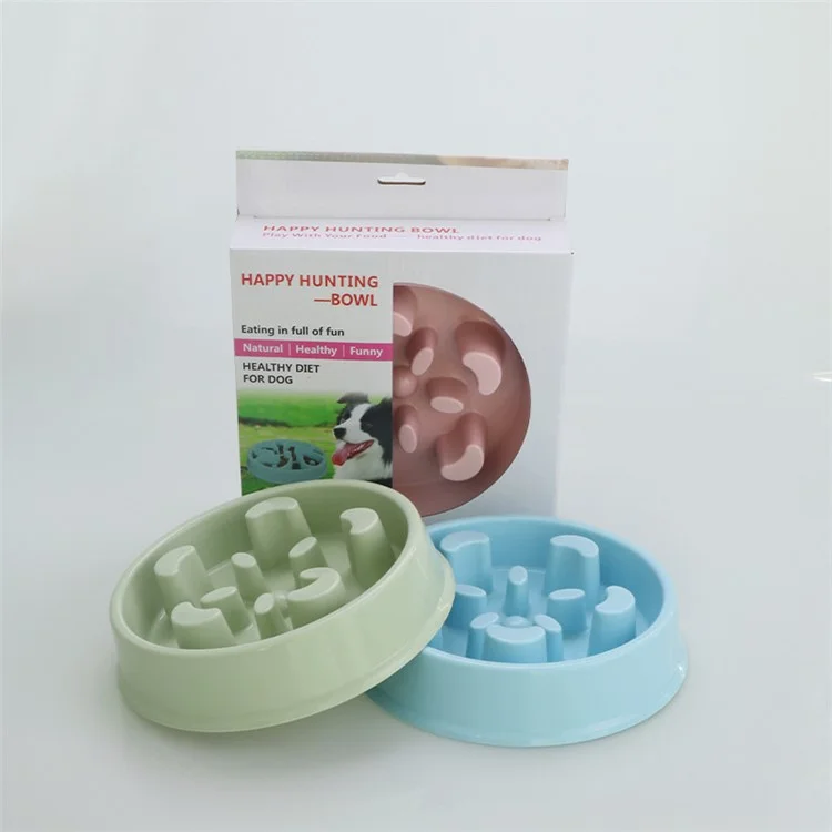 Candy Color Non-slip Dog Feeder Prevent Choking Slow Eating Non-toxic Pet Bowl - Green