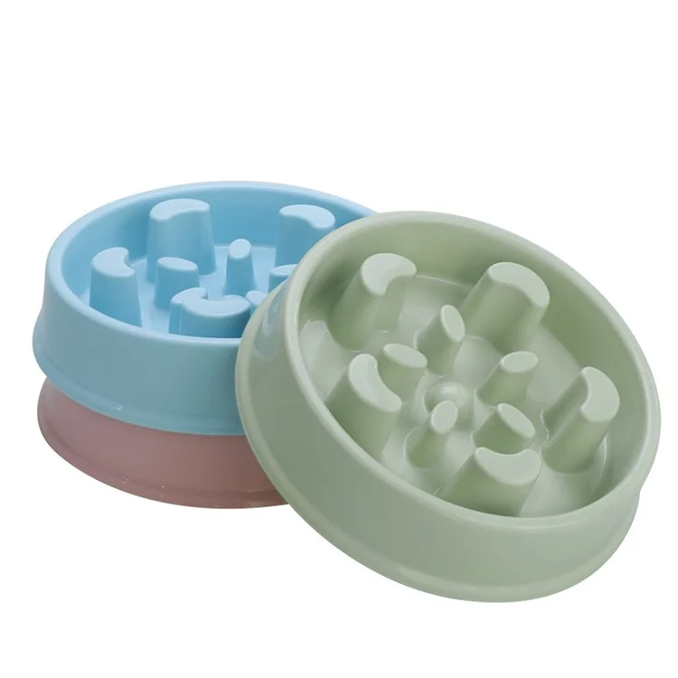 Candy Color Non-slip Dog Feeder Prevent Choking Slow Eating Non-toxic Pet Bowl - Green