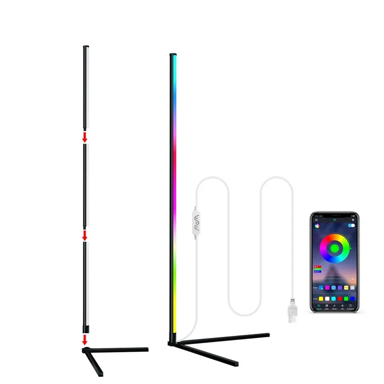 1,6 m LED Lad RGB Piano Angolare Colore Coulo Cambiamento Lampagno Formare Con Recond Controlle Riguami Regolabile Per la Partenza Del Soggio