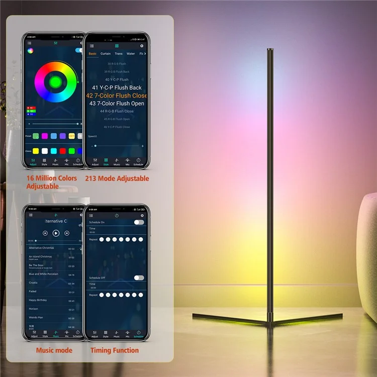 1,6 m LED Lad RGB Piano Angolare Colore Coulo Cambiamento Lampagno Formare Con Recond Controlle Riguami Regolabile Per la Partenza Del Soggio