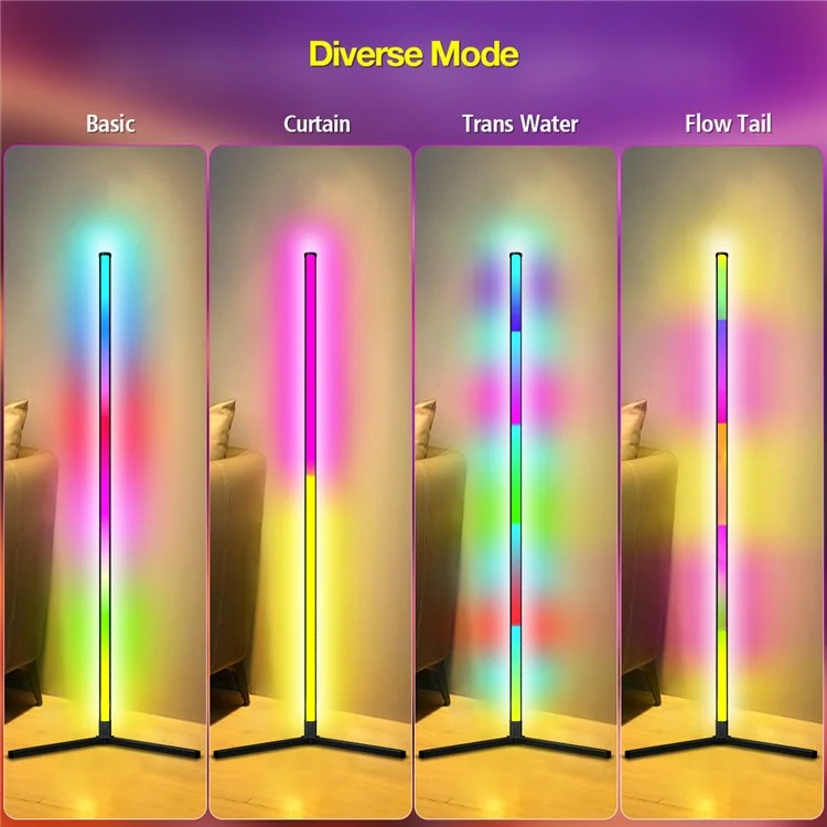 1,6 m LED Lad RGB Piano Angolare Colore Coulo Cambiamento Lampagno Formare Con Recond Controlle Riguami Regolabile Per la Partenza Del Soggio