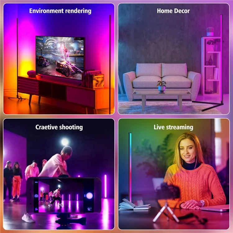 1,6 m LED Lad RGB Piano Angolare Colore Coulo Cambiamento Lampagno Formare Con Recond Controlle Riguami Regolabile Per la Partenza Del Soggio