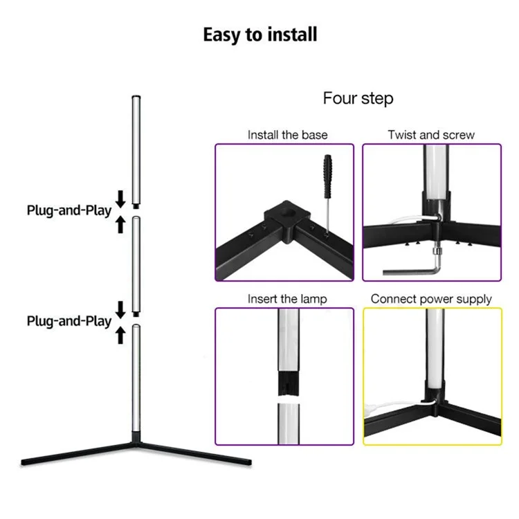 1,6 m LED Lad RGB Piano Angolare Colore Coulo Cambiamento Lampagno Formare Con Recond Controlle Riguami Regolabile Per la Partenza Del Soggio