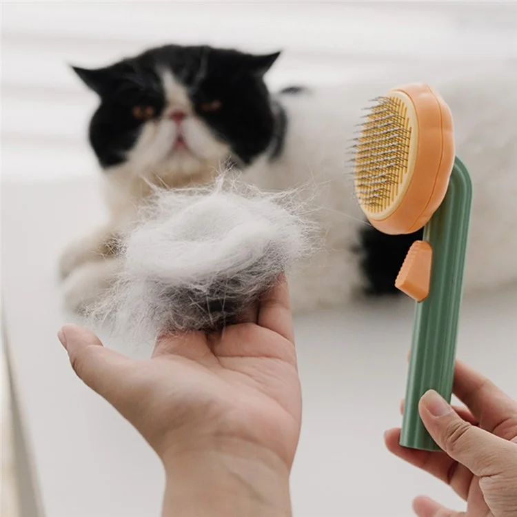 Dog Cat Grooming Brush Pet Hair Remover Stainless Steel Needle Massage Comb - Green