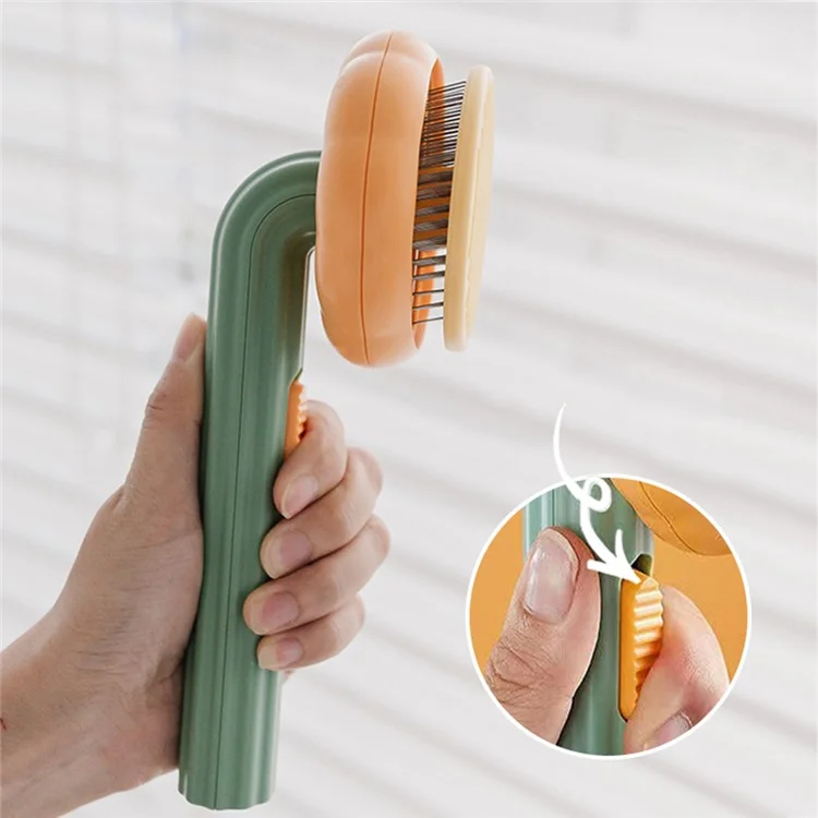 Dog Cat Grooming Brush Pet Hair Remover Stainless Steel Needle Massage Comb - Green