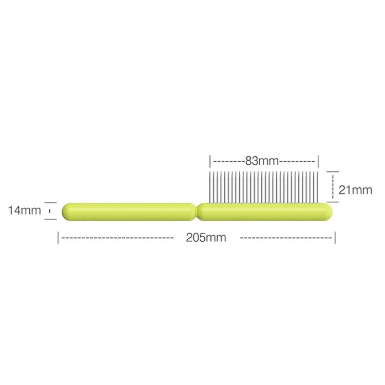 AIWO Pet Comb Stainless Steel Coarse Teeth Cat Dog Grooming Comb Tool for Removing Matted Fur, Knots and Tangles - Type A / Green