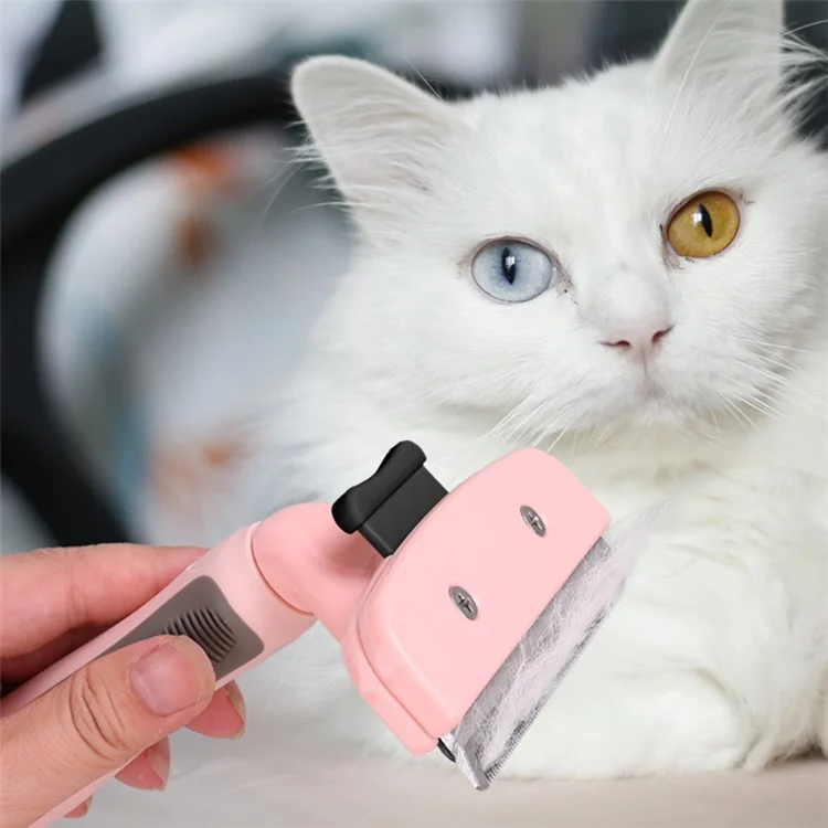 HISTOTREE 65mm Metal Blade Plastic Comb Pet Cat Dog Hair Removal Massaging Comb Deshedding Brush Grooming Fur Remover - Pink