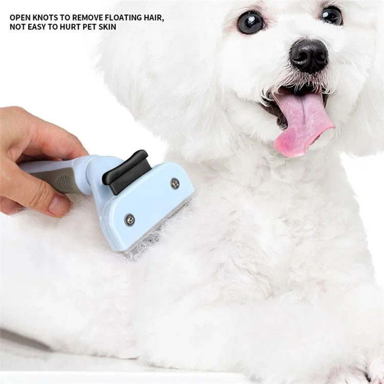 HISTOTREE 65mm Metal Blade Plastic Comb Pet Cat Dog Hair Removal Massaging Comb Deshedding Brush Grooming Fur Remover - Pink