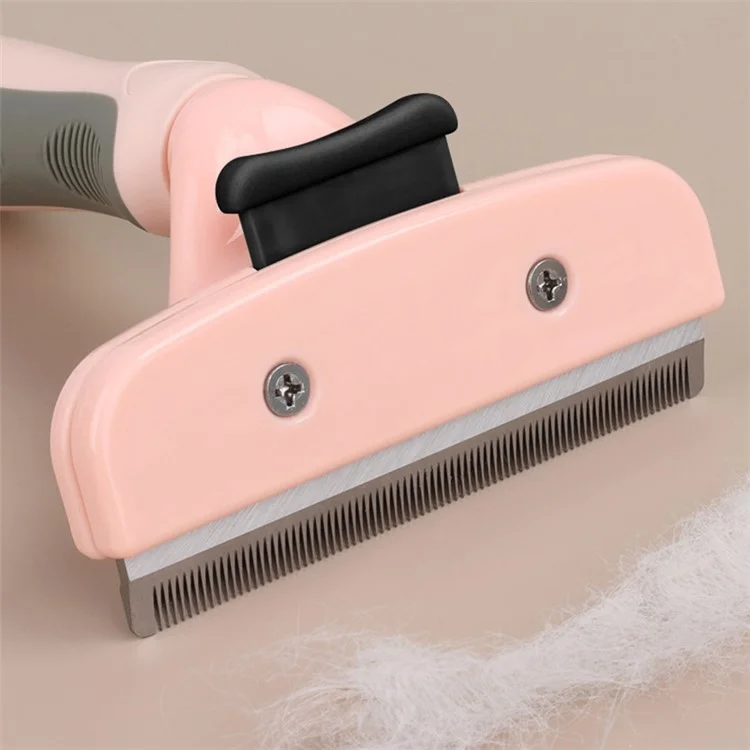 HISTOTREE 65mm Metal Blade Plastic Comb Pet Cat Dog Hair Removal Massaging Comb Deshedding Brush Grooming Fur Remover - Pink