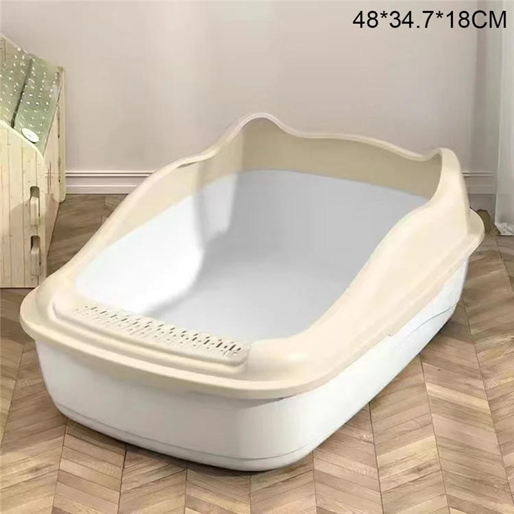 Bac à Litière Semi-Fermé pour Chat de 48x34,7x18cm avec Pelle - Blanc