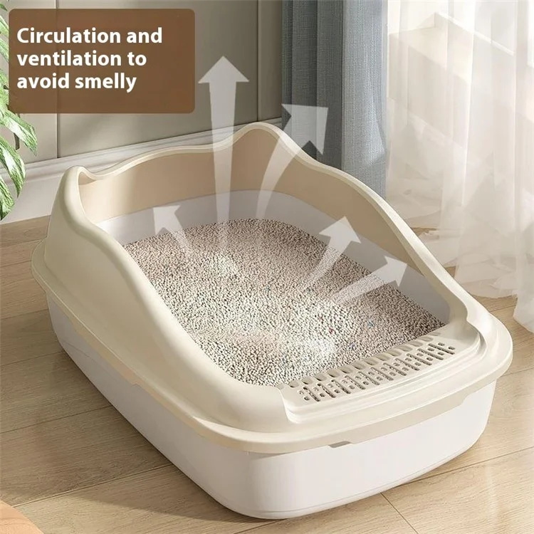 36,9 x 29,3 x 16 cm Halb geschlossene Katzentoilette mit abnehmbarer Schaufel für Kätzchen - Weiß