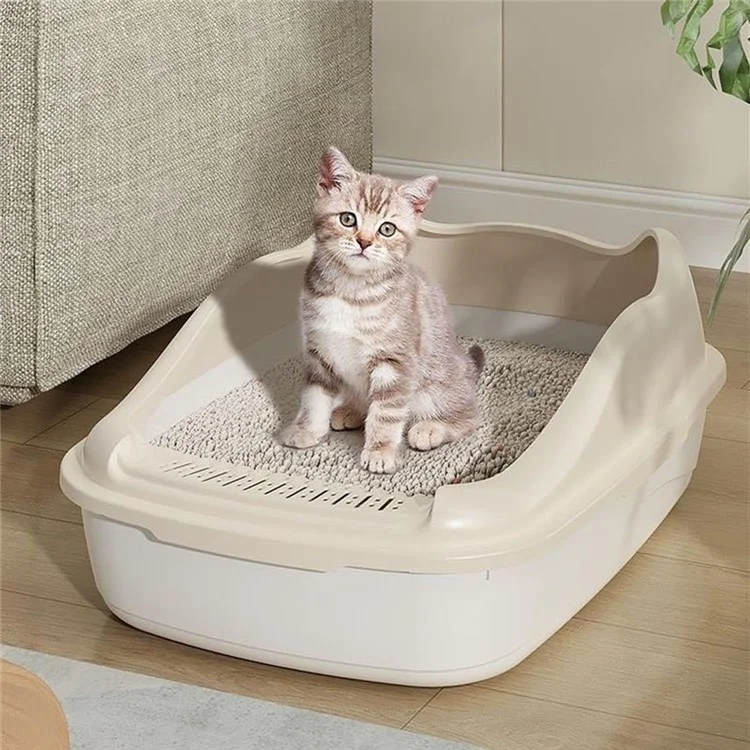 36,9 x 29,3 x 16 cm Halb geschlossene Katzentoilette mit abnehmbarer Schaufel für Kätzchen - Weiß