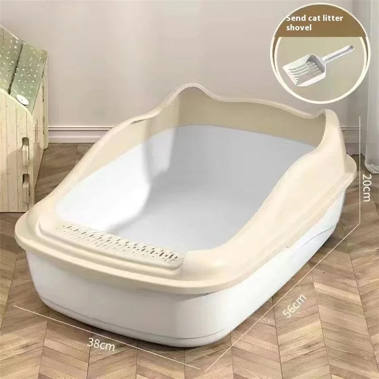 36,9 x 29,3 x 16 cm Halb geschlossene Katzentoilette mit abnehmbarer Schaufel für Kätzchen - Weiß