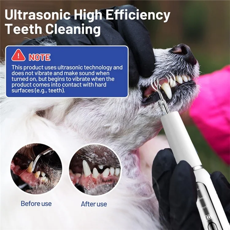 K15 Pet Dog Ultrasonic Dental Scaler Tartar Plaque Remover Electric Teeth Cleaning Device - Black