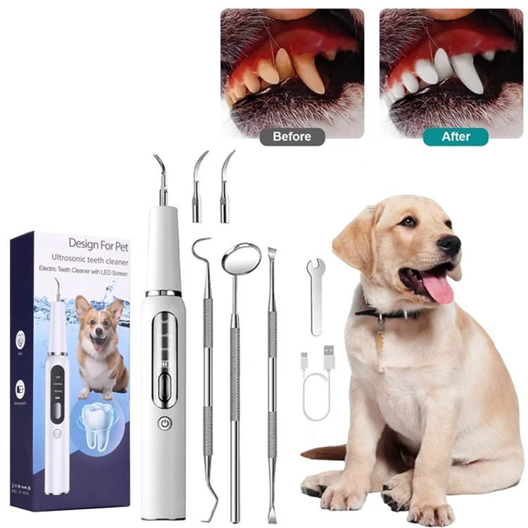 K15 Pet Dog Ultrasonic Dental Scaler Tartar Plaque Remover Electric Teeth Cleaning Device - Black