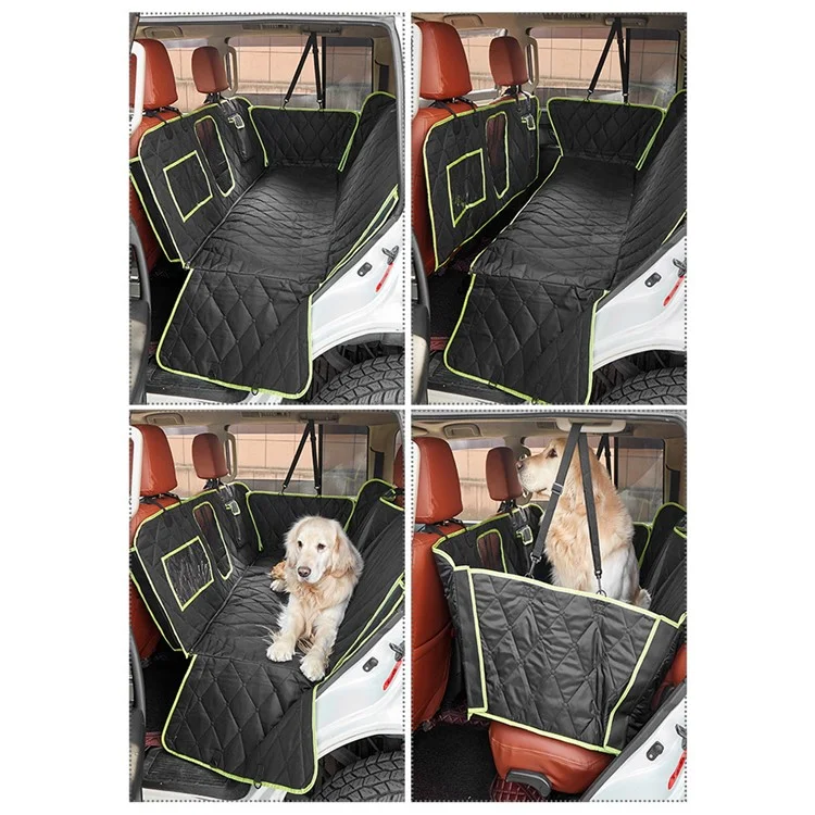 Capa de assento para animais de estimação para carro CZD-U-06 Tecido Oxford à prova d'água com bolso de armazenamento - Preto+Laranja