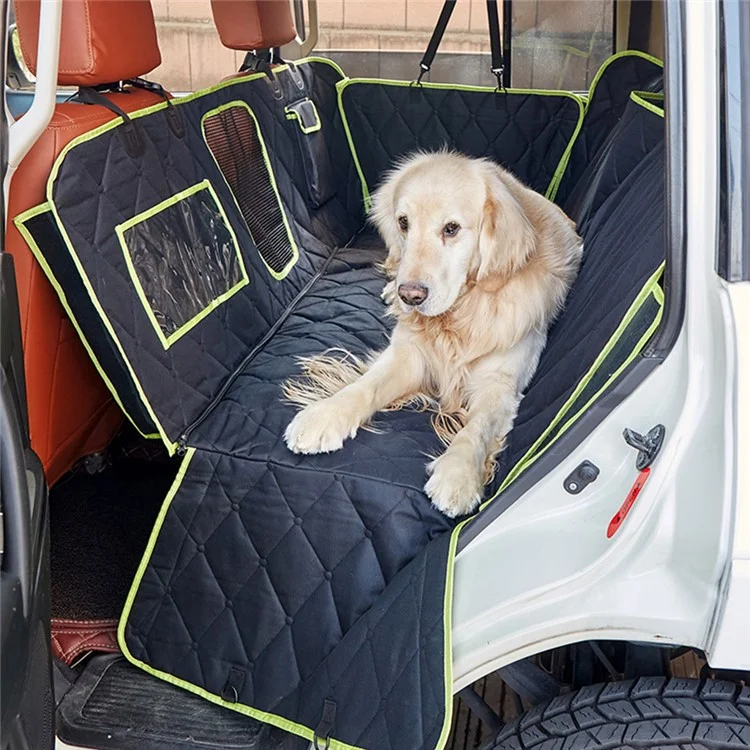 Capa de assento para animais de estimação para carro CZD-U-06 Tecido Oxford à prova d'água com bolso de armazenamento - Preto+Laranja