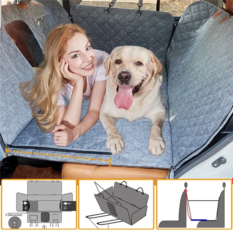 CZD-U-07 Car Rear Seat Pet Mat Widened Support Board Vehicle Dog Cushion - Black 600D Oxford Cloth