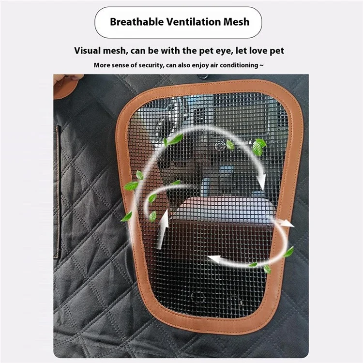 QCD-002 Tappetino per cani e animali domestici per sedile posteriore dell'auto, supporto impermeabile e resistente ai graffi - Nero