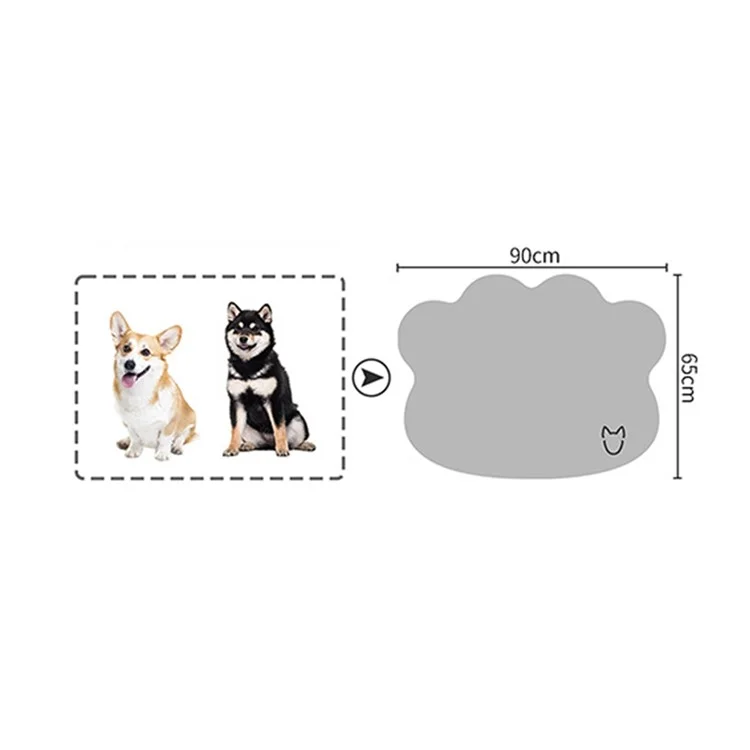 Tappetino rinfrescante per animali domestici 65 x 90 cm con motivo a testa di cane, in seta ghiacciata estiva, resistente ai graffi, nido per gatti - Grigio chiaro