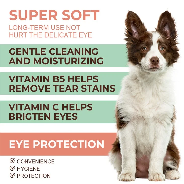LAMSISI 100 Lingettes pour les Yeux des Animaux de Compagnie - Démaquillant Anti-Larmoiement, Tampons de Nettoyage Jetables en Tissu Non Tissé