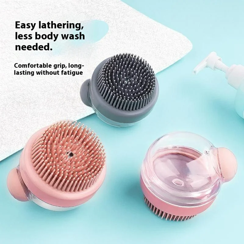 Pet Bath Brush for Dogs Gift and Cats Shower Gel Dispenser Silicone Massage Grooming Tool - Pink