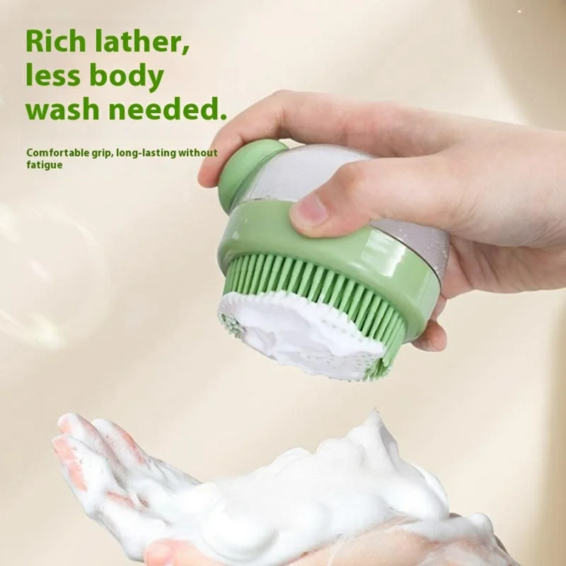 Pet Bath Brush for Dogs Gift and Cats Shower Gel Dispenser Silicone Massage Grooming Tool - Pink