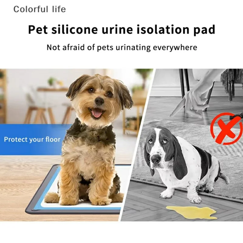 620 x 420mm Silikon-Box für Haustier-Toilettenmatte für Hunde und Katzen, auslaufsicher, Urinmatte, Trainingsunterlage - Grau