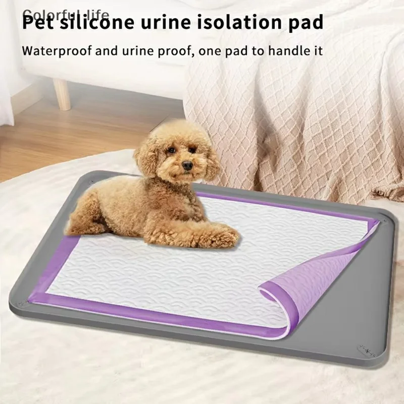 620 x 620mm Silicone Pet Pee Pad Holder for Dogs Cats Leak Proof Urine Mat Training Tray - Grey
