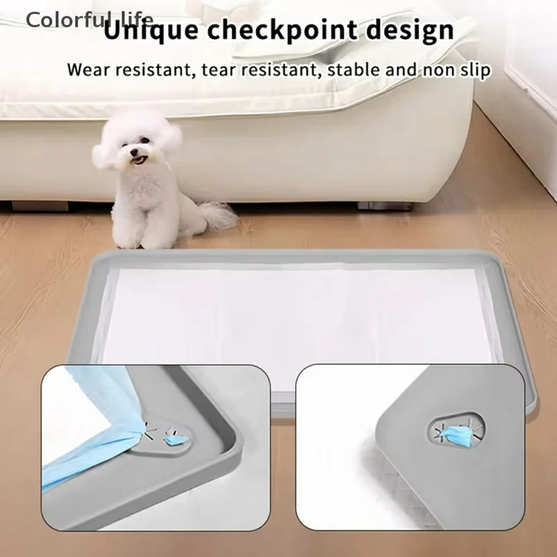 922 x 642mm Silicone Pet Pee Pad Holder for Dogs Cats Leak Proof Urine Mat Training Tray - Grey