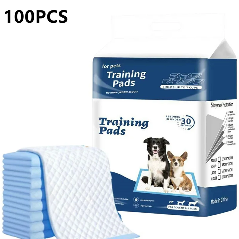 100 Stück Größe S, stark saugfähige Hundetrainingspads, auslaufsicher, Einweg-Urinpads für Hunde und Katzen, 45 x 33 cm