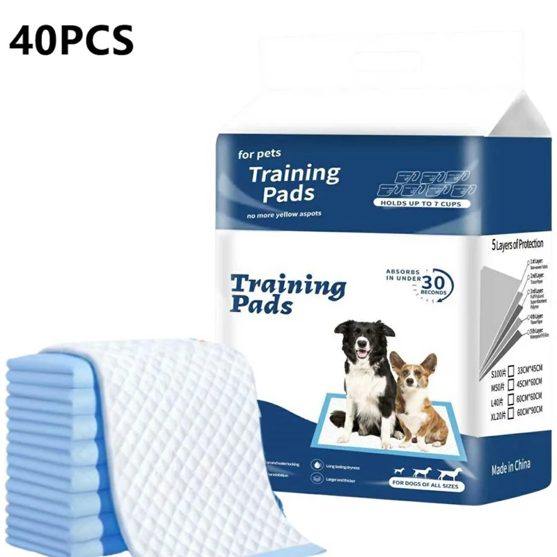 40 Stück Größe L Starke Absorption Hunde-Trainingspads Auslaufsicher Einweg-Urinpads für Hunde Katzen, 60 x 60 cm