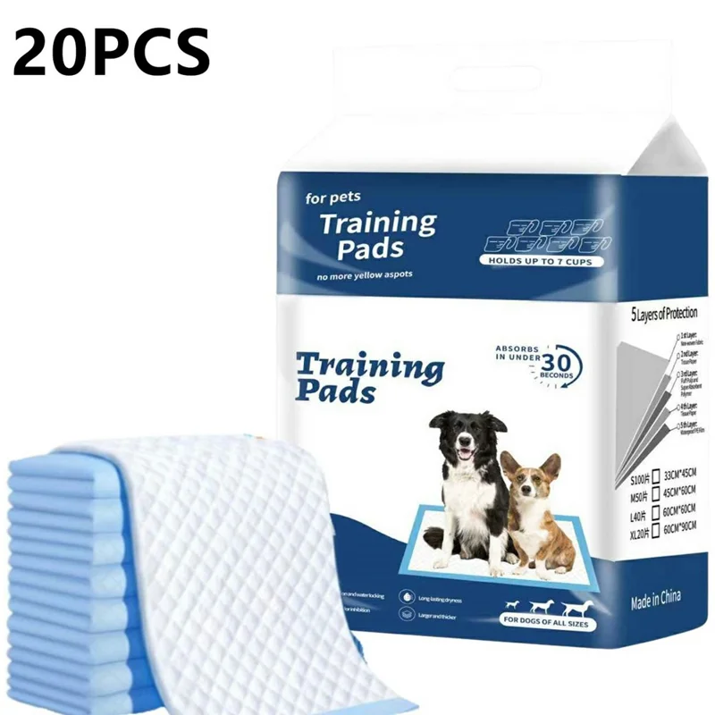 20 Stück Größe XL Starke Absorption Haustier-Trainingsunterlagen, auslaufsicher, Einweg-Urinpads für Hunde und Katzen, 90 x 60 cm