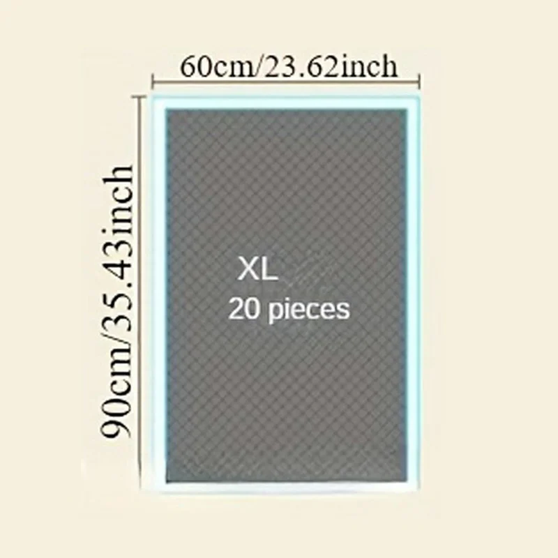20 Stück Größe XL Haustier-Trainingsunterlagen Bambuskohle-Geruchsbindung Einweg-Hunde-Toilettenunterlagen, 60 x 90 cm