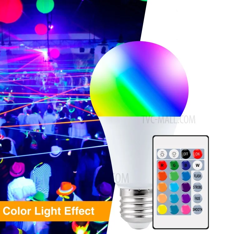 5W E27 RGB LED Bulb Light Remote Control Colorful Changing Home Decorative Atmosphere Lamp - Warm White