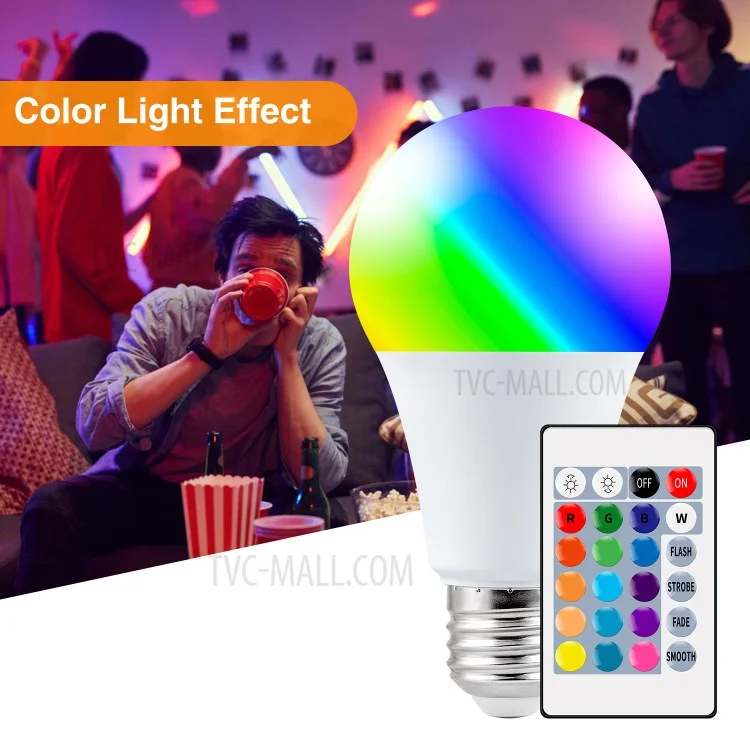 5W E27 RGB LED Bulb Light Remote Control Colorful Changing Home Decorative Atmosphere Lamp - Warm White