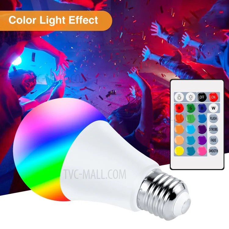 5W E27 RGB LED Bulb Light Remote Control Colorful Changing Home Decorative Atmosphere Lamp - Warm White