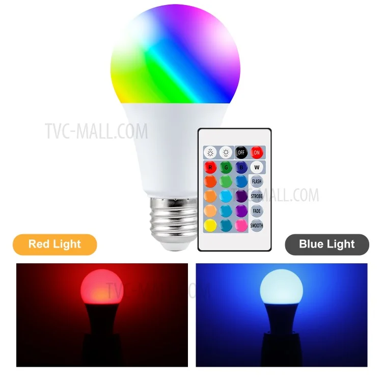 5W E27 RGB LED Bulb Light Remote Control Colorful Changing Home Decorative Atmosphere Lamp - Warm White