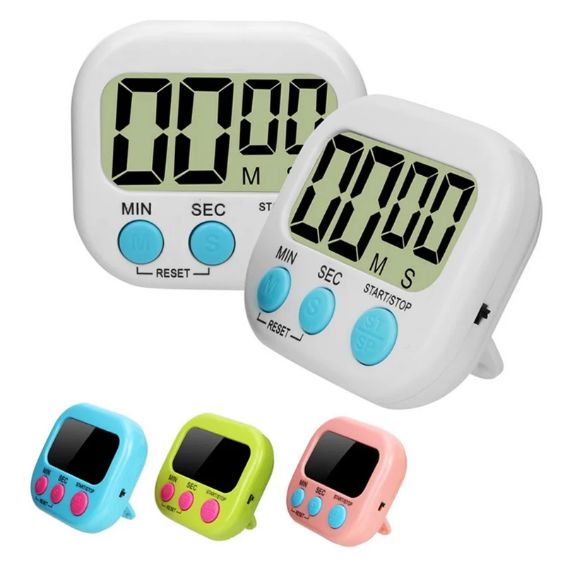 Digital Kitchen Timer Magnetic LCD Alarm Stopwatch Cooking Timer with Stand for Baking Sports Games - Green