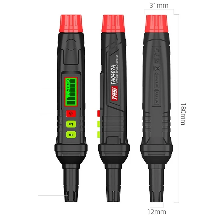 Detector de gas portátil TASI TA8407A, estilo de bolígrafo, detector de gas combustible, gas natural inflamable, alarma, sensor altamente sensible