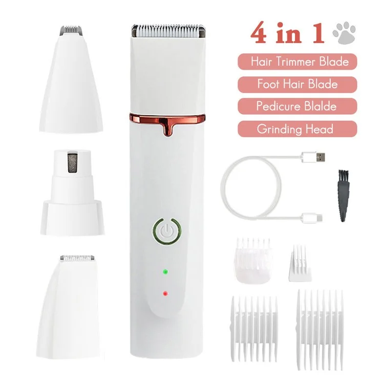 HD2050 4 in 1 Pet Electric Hair Trimmer with 4 Blades Grooming Clipper Nail Grinder Tool Kit