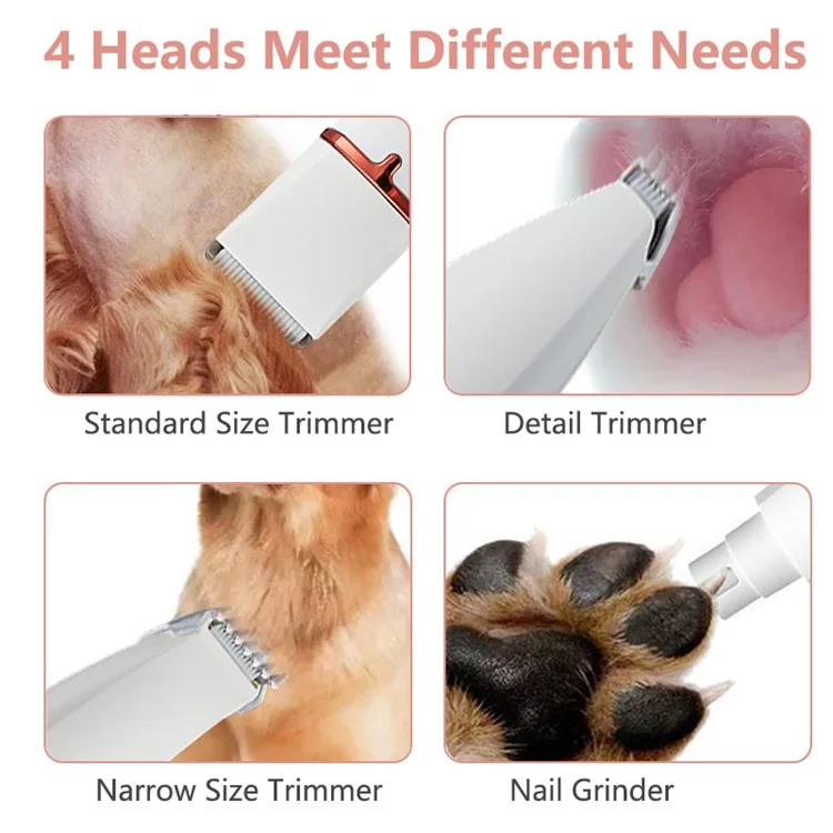 HD2050 4 in 1 Pet Electric Hair Trimmer with 4 Blades Grooming Clipper Nail Grinder Tool Kit