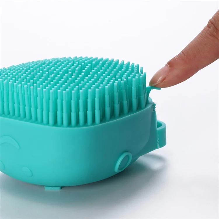 Soft Dog Cat Bath Brush Comb Rubber Pet Hair Fur Grooming Cleaning Brush Shampoo Dispenser - Blue